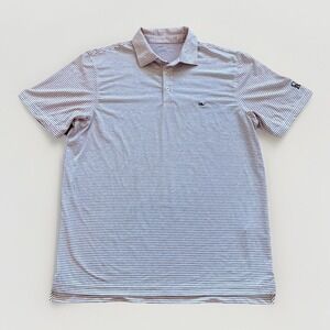 Vineyard Vines Golf Polo Shirt Mens L On The Go Sankaty Red Striped Cider Ridge